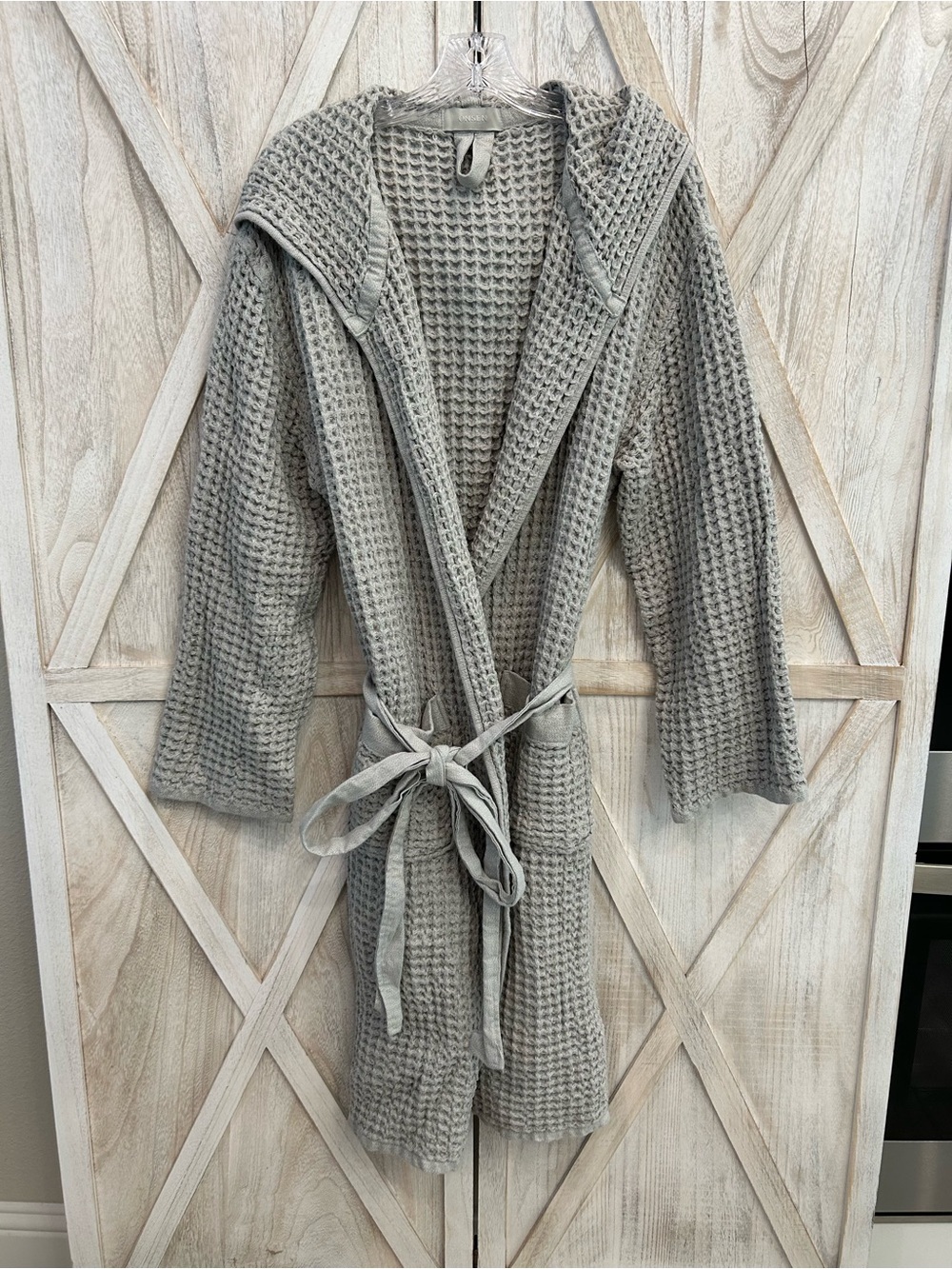 Cozy Luxury Waffle Knit Hooded Robe - Gray-Supima cotton